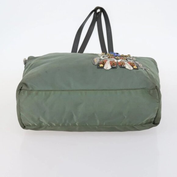 PRADA Shoulder Bag Nylon Leather 2 Set Khaki Black Auth gh1001 - Picture 11 of 16